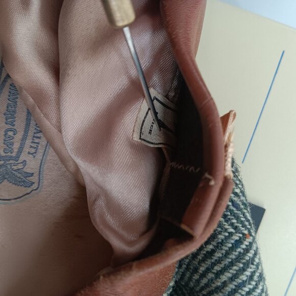 1930's Vintage J.C. Penney Waverly Caps sz 7 Men's Tweed Newsboy Cap Herringbone - Picture 7 of 10